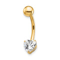 10k 14 Gauge 6mm CZ Heart Belly Dangle