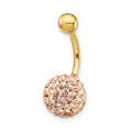 10k 14 Gauge with 10mm Champagne Crystal Ball Belly Dangle