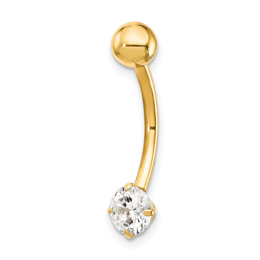 10k 14 Gauge 5mm Round CZ Belly Dangle