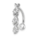 10k White Gold CZ Xoxo Belly Dangle