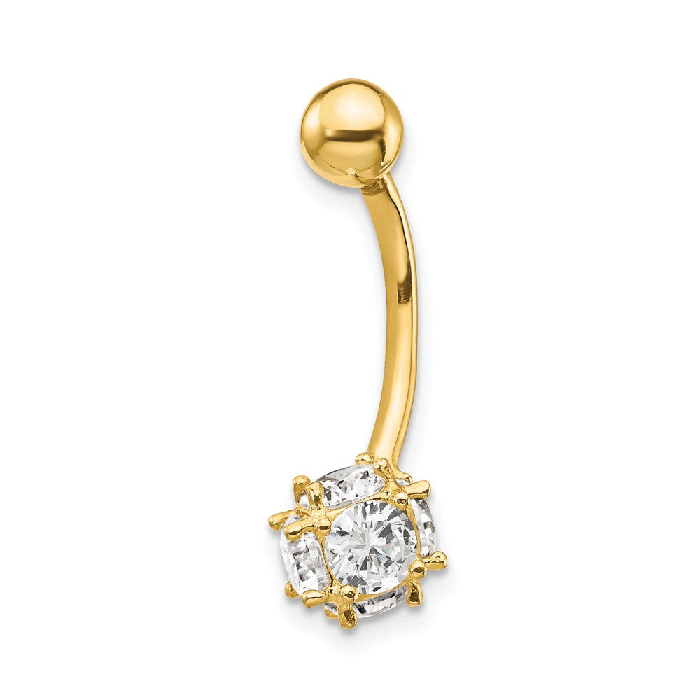10k 14 Gauge 7mm CZ Ball Belly Dangle