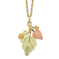 10k and 12k Tri-color Black Hills Gold Grapes and Leaves 14k Gold-filled Chain 18 inch Necklace, 18 x 14 mm