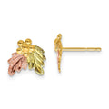 10k and 12k Tri-color Black Hills Gold Grapes and Leaves Post Earrings, 9 x 10 mm