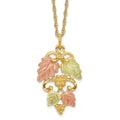 10k and 12k Tri-color Black Hills Gold Grapes and Leaves 14k Gold-filled Chain 18 inch Necklace, 18 x 13 mm