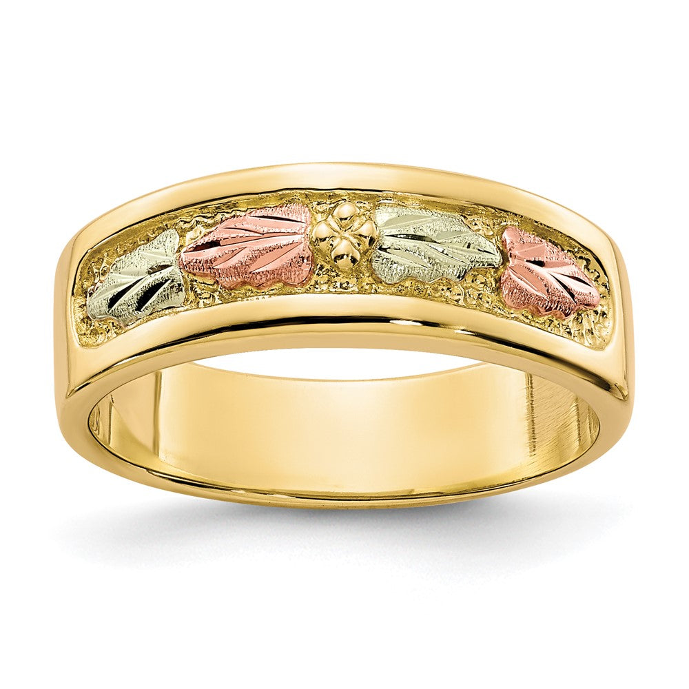 10k and 12k Tri-color Black Hills Gold Leaves Ladies Band, Size 7