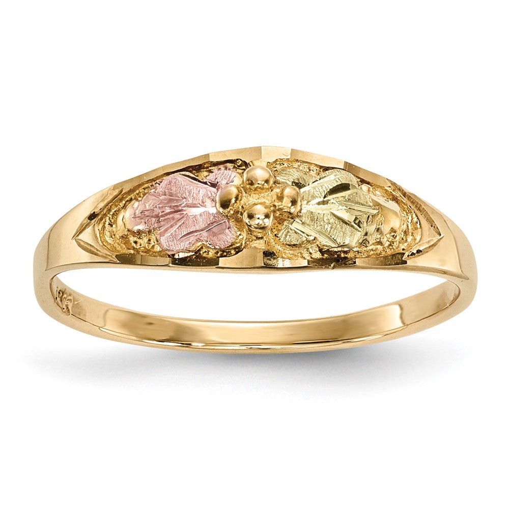 10k and 12k Tri-color Black Hills Gold Leaves Ring, Size 7