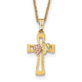 10k and 12k Tri-color Black Hills Gold Grapes and Leaf on Cross 14k Gold-filled Chain 18 inch Necklace, 18 x 12.23 mm
