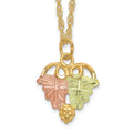 10k and 12k Tri-color Black Hills Gold Grapes and Leaves 14k Gold-filled Chain 18 inch Necklace, 18 x 12.55 mm