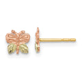 10k and 12k Tri-color Black Hills Gold Butterfly Post Earrings, 6.34 x 6.19 mm