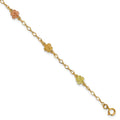 10k and 12k Tri-color Gold Black Hills Roses 7.5 inch Station Bracelet, 7.5 x 9.45 mm
