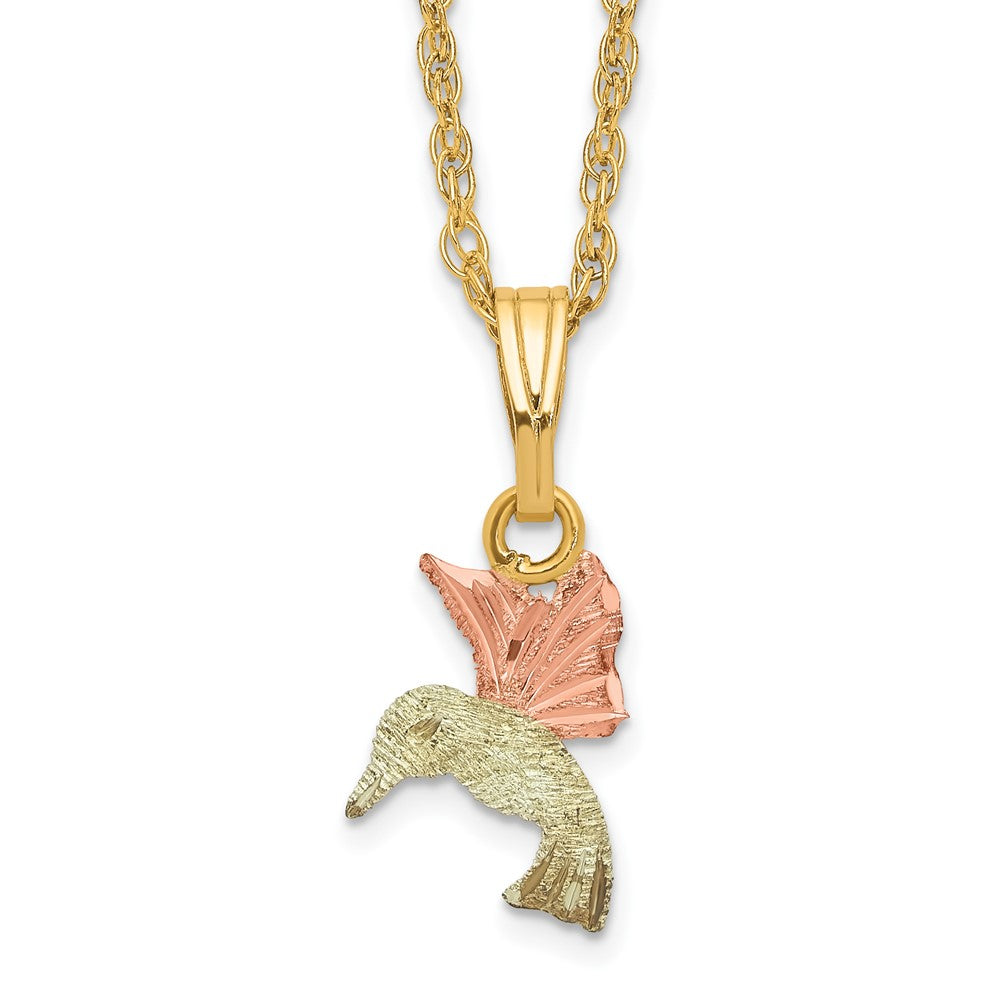10k and 12k Tri-color Black Hills Gold Hummingbird 14k Gold-filled Chain 18 inch Necklace, 18 x 7.44 mm