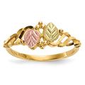 10k and 12k Tri-color Black Hills Gold Leaves Twist Ring, Size 7