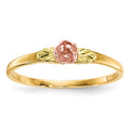 10k and 12k Tri-color Black Hills Gold Rose and Leaves Ring, Size 7