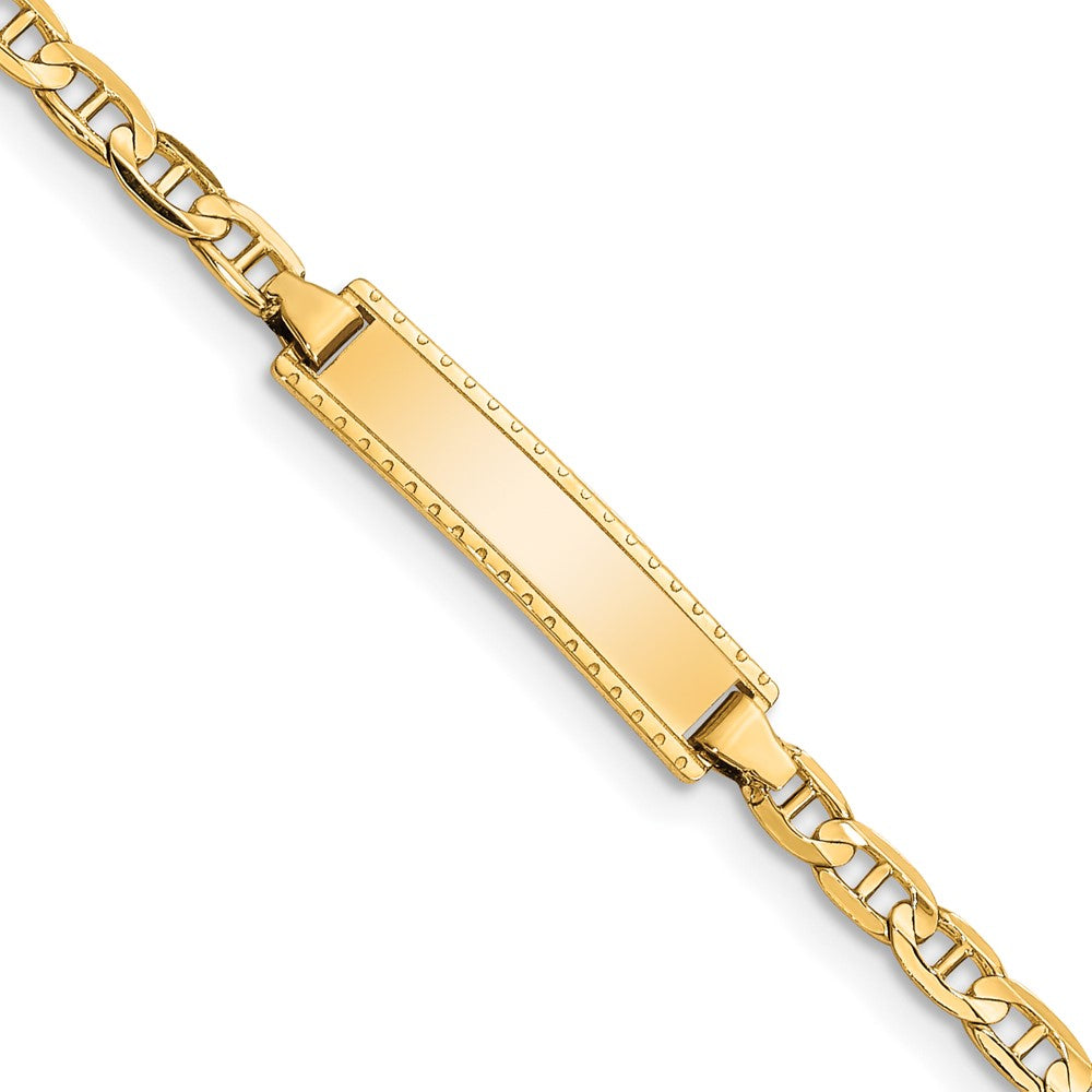 10k Polished Solid Chain/Solid Plate Anchor Link 20x5mm Plate 6 inch Baby/Child ID Bracelet, 6 x 4.8 mm