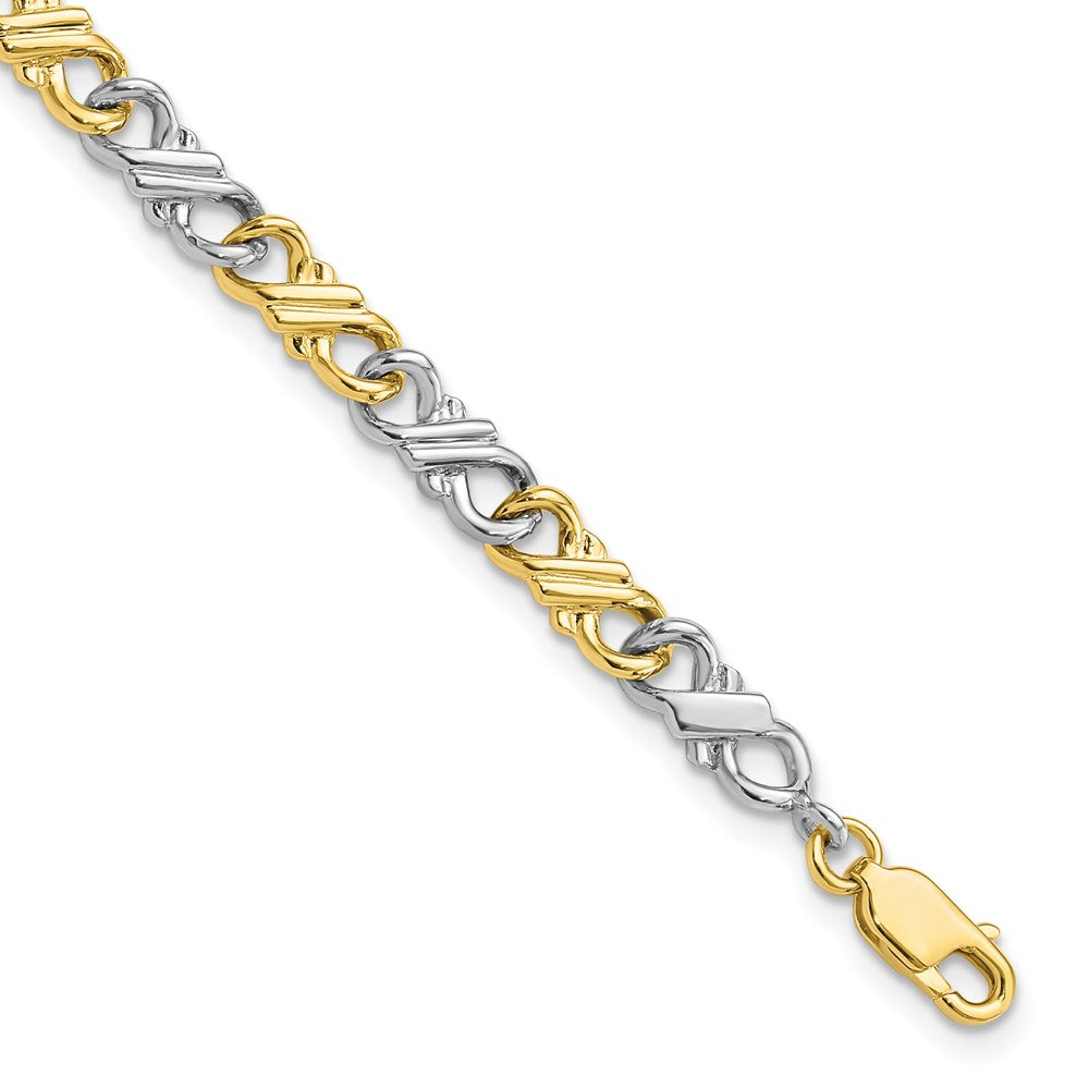 10k Two-Tone Solid Polished Fancy 7 inch Bracelet, 7 mm