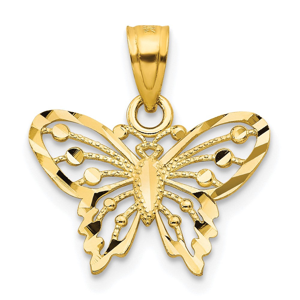 10k Diamond-Cut Butterfly Charm, 18 x 16 mm