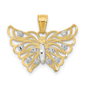 10K and White Rhodium Diamond-cut Butterfly Pendant, 18 x 19 mm