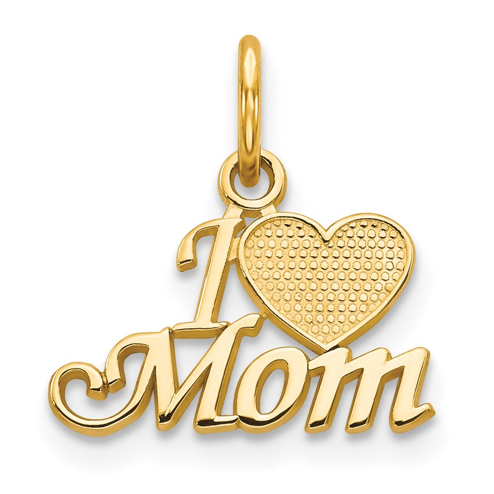 10K I Heart MOM Charm, 15 x 14 mm
