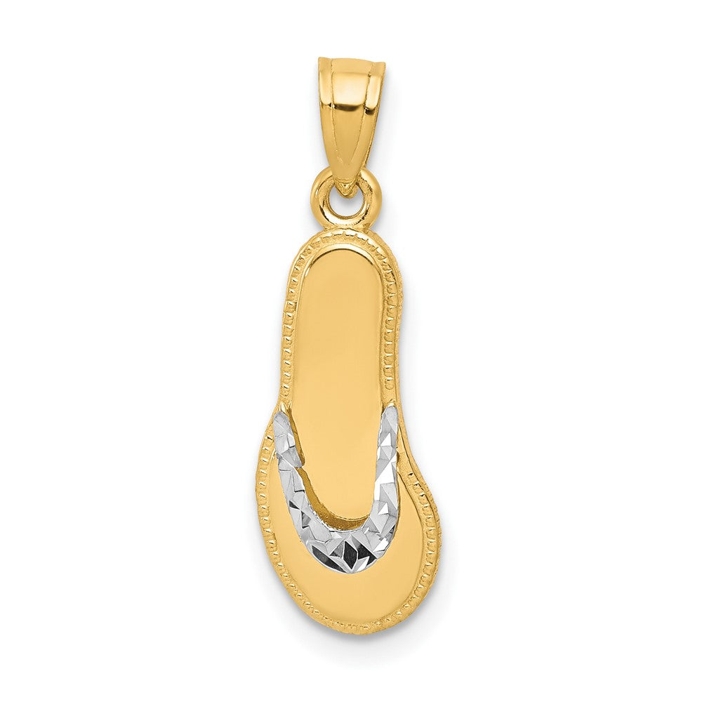 10K and White Rhodium Flip-Flop Charm, 20 x 6 mm, 0.78 g