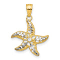 10K and White Rhodium Starfish Charm, 20 x 16 mm
