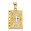 10K and White Rhodium HOLY BIBLE Charm, 23 x 13 mm