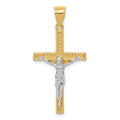 10K and White Rhodium Crucifix Pendant, 35 x 16 mm, 1.01 g