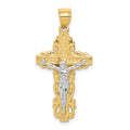 10K and White Rhodium Crucifix Pendant, 35 x 16 mm, 1.51 g