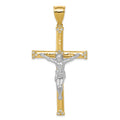 10K and White Rhodium CZ Large Crucifix Pendant, 60 x 31 mm