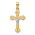 10K and White Rhodium Crucifix Pendant, 30 x 16 mm, 0.65 g