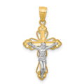 10K and White Rhodium Filigree Crucifix Pendant, 25 x 14 mm, 0.71 g