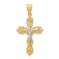 10K and White Rhodium Crucifix Pendant, 35 x 19 mm