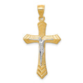 10K and White Rhodium Passion Crucifix Pendant, 35 x 21 mm