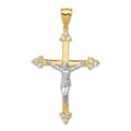 10K and White Rhodium Polished CZ Large Crucifix Pendant, 63 x 37 mm