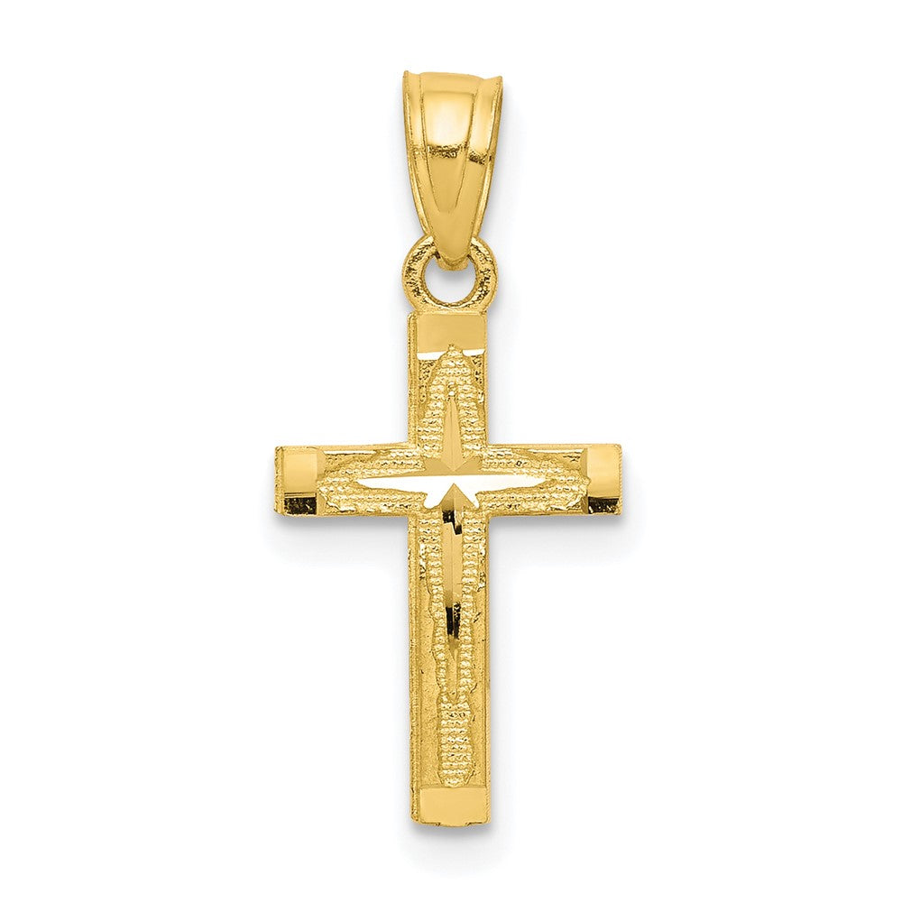 10k Diamond-Cut Cross Pendant, 20 x 11 mm