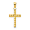 10k Textured Cross Pendant, 25 x 12 mm