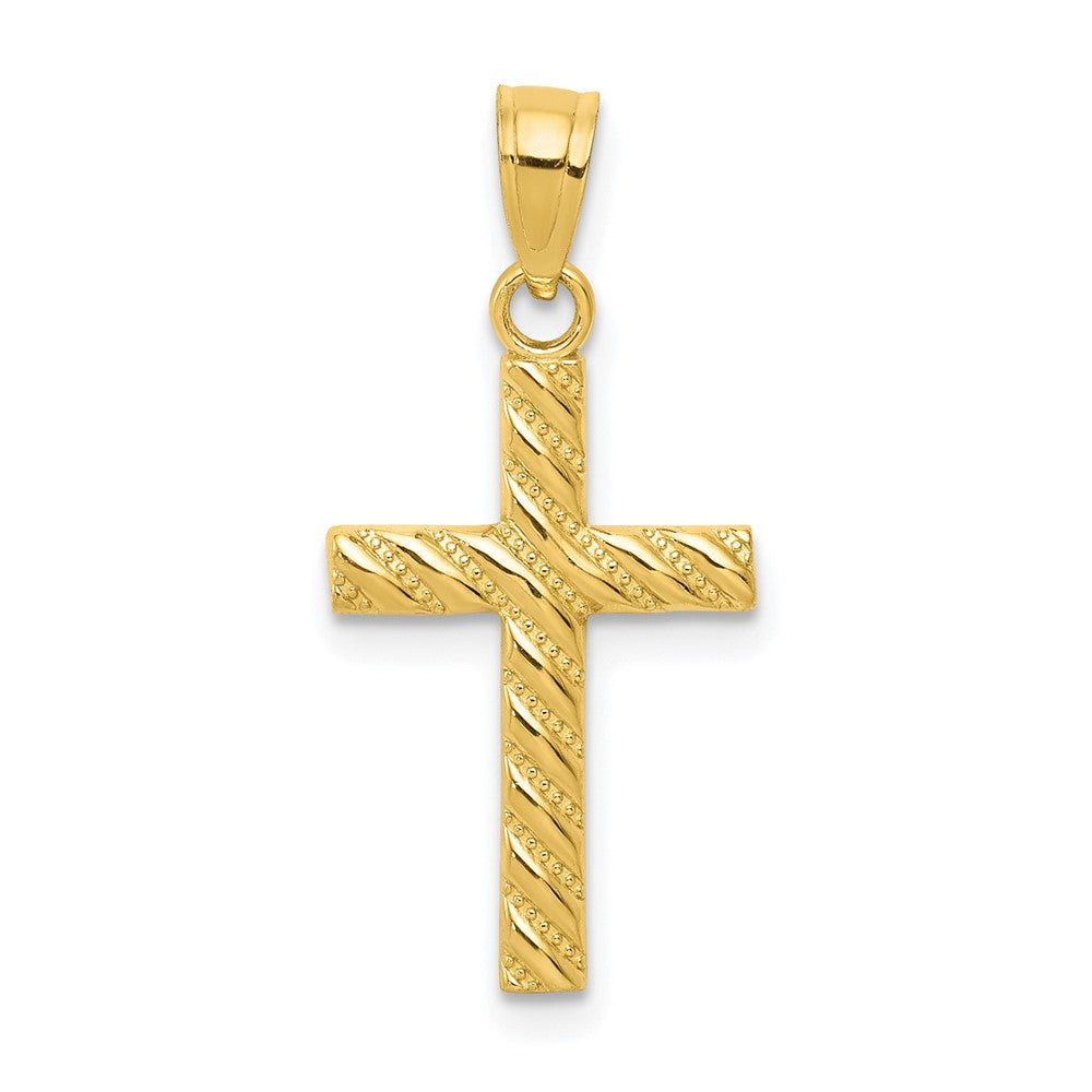 10k Textured Cross Pendant, 25 x 12 mm