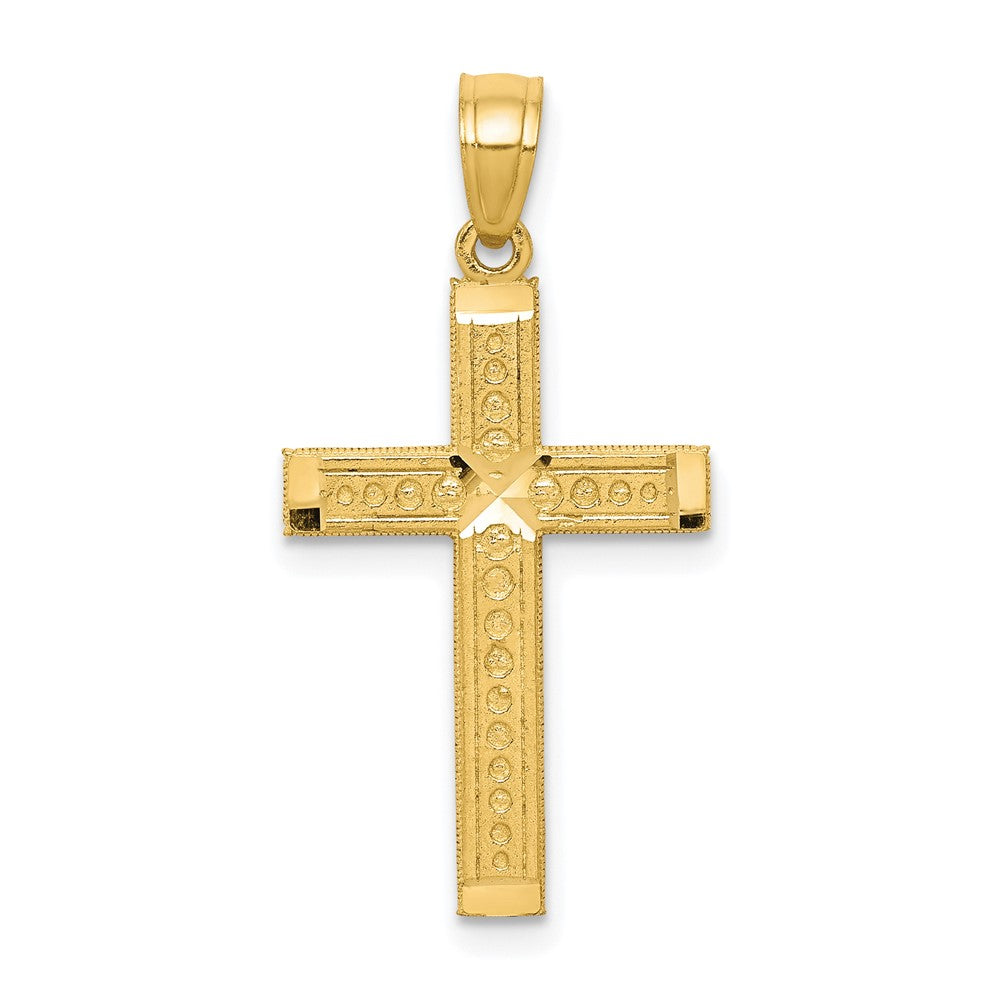 10k Diamond-cut Cross Pendant, 27 x 16 mm