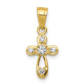 10k Small CZ Cross Pendant, 20 x 11 mm, 0.49 g