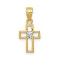 10k Small CZ Cross Pendant, 20 x 11 mm, 0.46 g