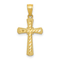 10k Diamond-Cut Cross Pendant, 25 x 11 mm