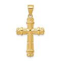 10k Fleur de Lis Cross Pendant, 30 x 18 mm