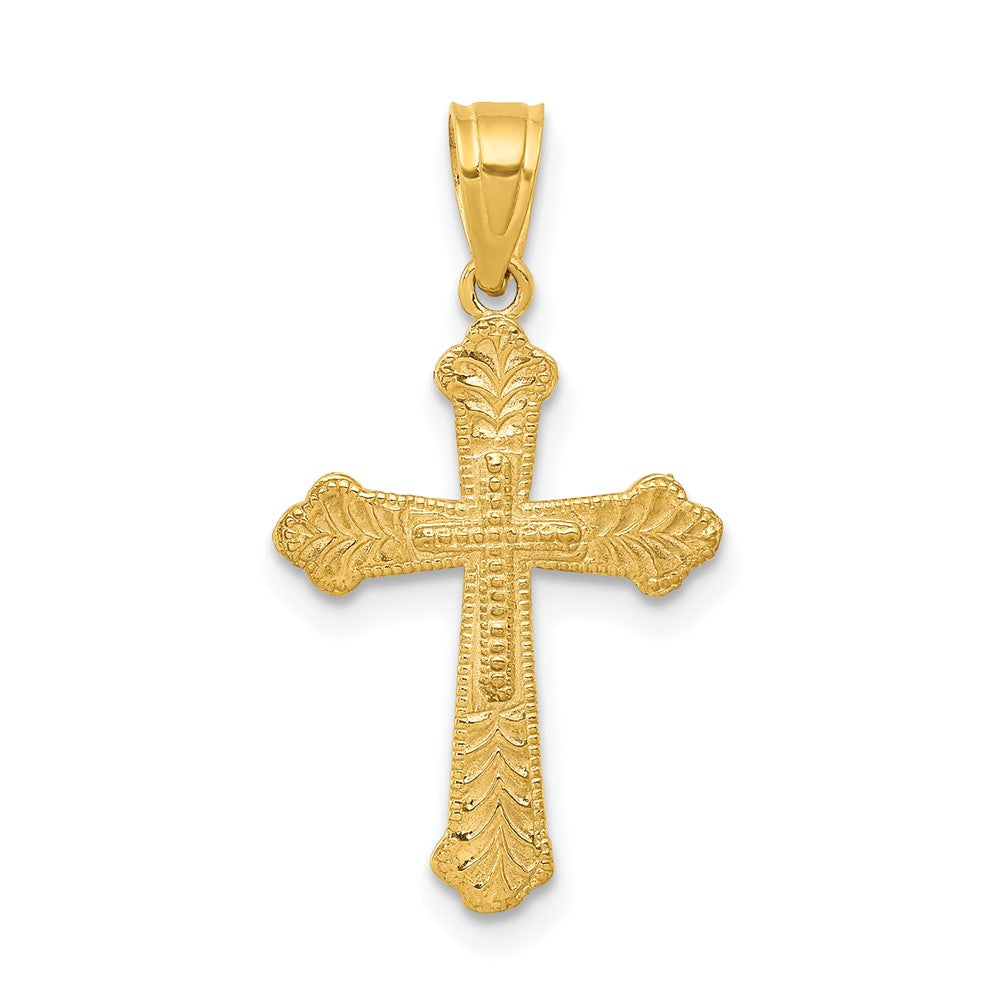 10k Budded Cross Pendant, 25 x 13 mm