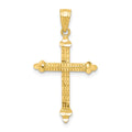 10k Budded Cross Pendant, 28 x 16 mm