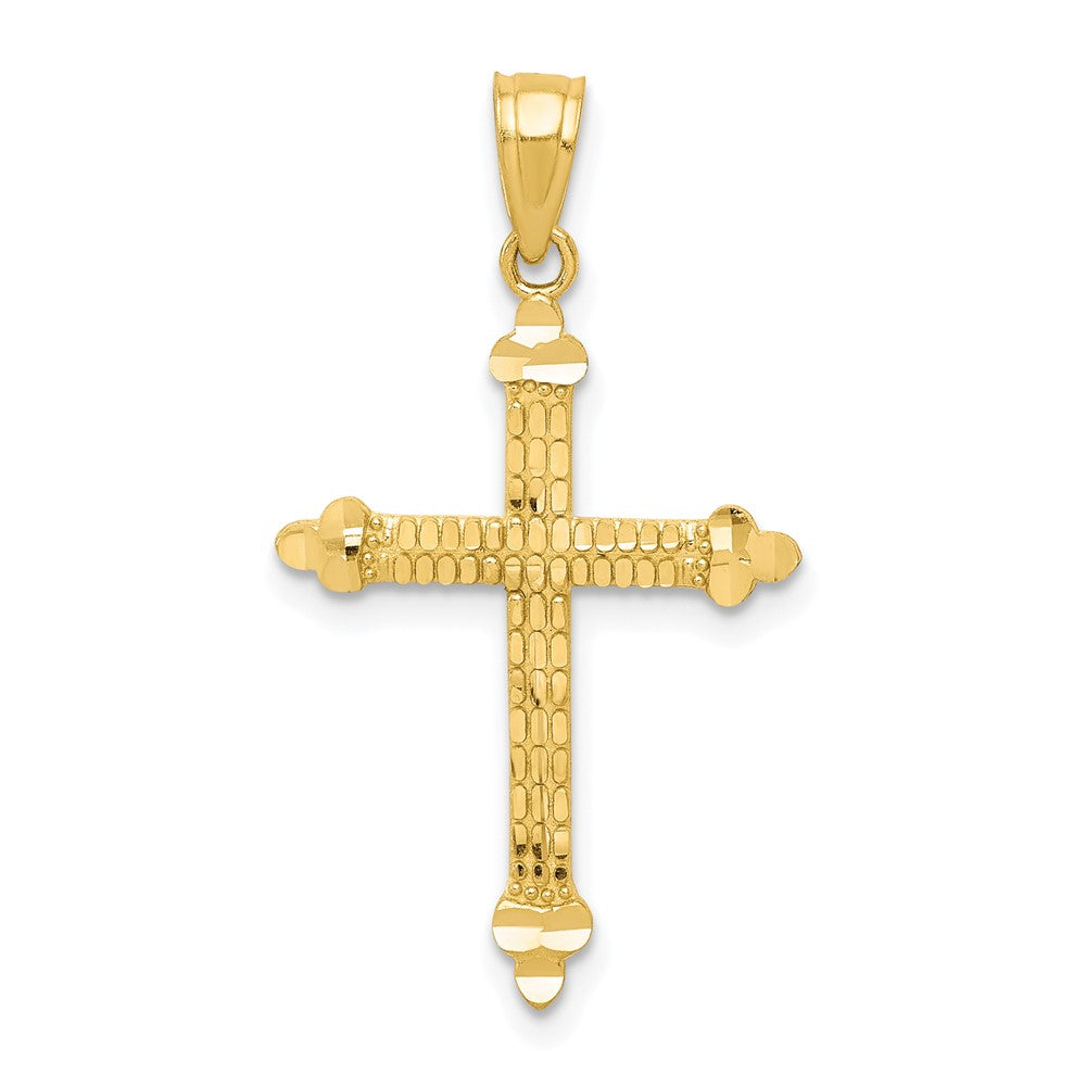 10k Budded Cross Pendant, 28 x 16 mm