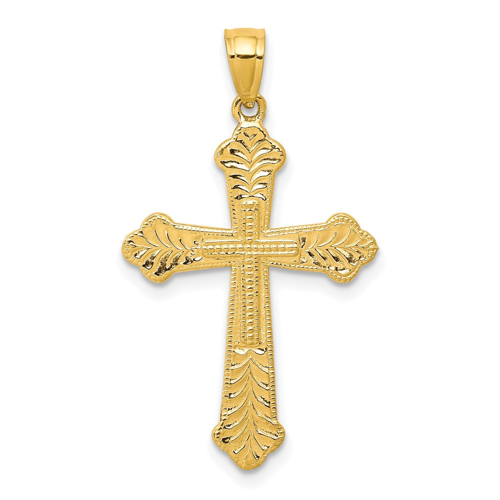 10k Budded Cross Pendant, 30 x 21 mm
