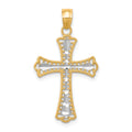10K w/ Rhodium Diamond-Cut Cross Pendant, 30 x 16 mm
