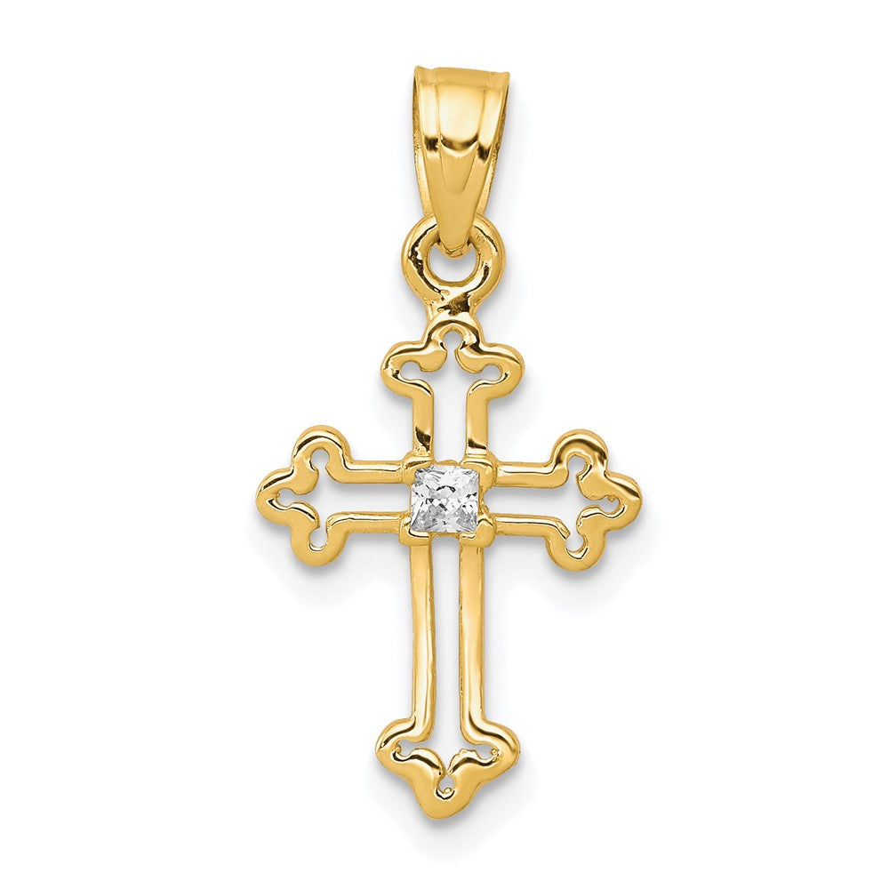 10k Small CZ Cross Pendant, 20 x 11 mm, 0.56 g