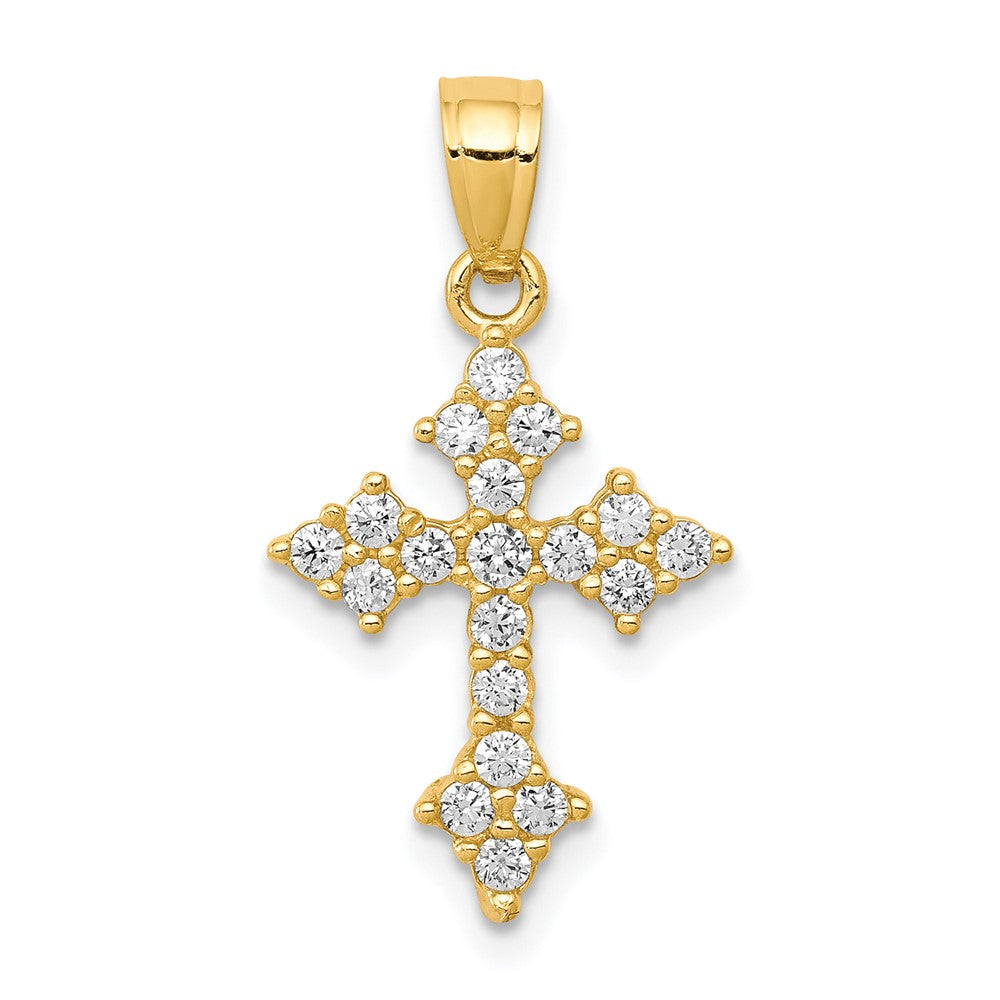 10k CZ Passion Cross Pendant, 20 x 13 mm