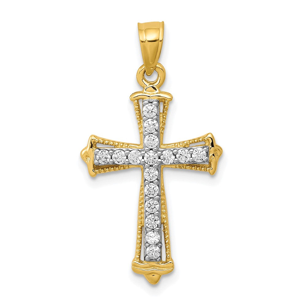 10k CZ Cross Pendant, 26 x 16 mm