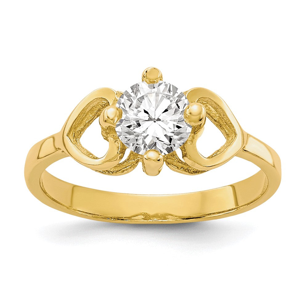 10k Polished CZ Hearts Size 1 Baby Ring